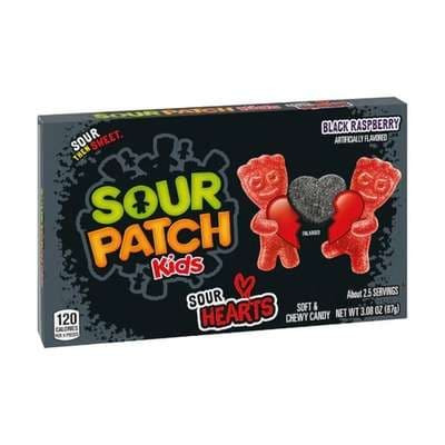 Sour Patch Black Raspberry Hearts Box málnás szív alakú savanyú gumicukor 87g