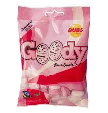 BUBS GOODY SOUR OVALS Strawberry vanilla 90G (VEGÁN)